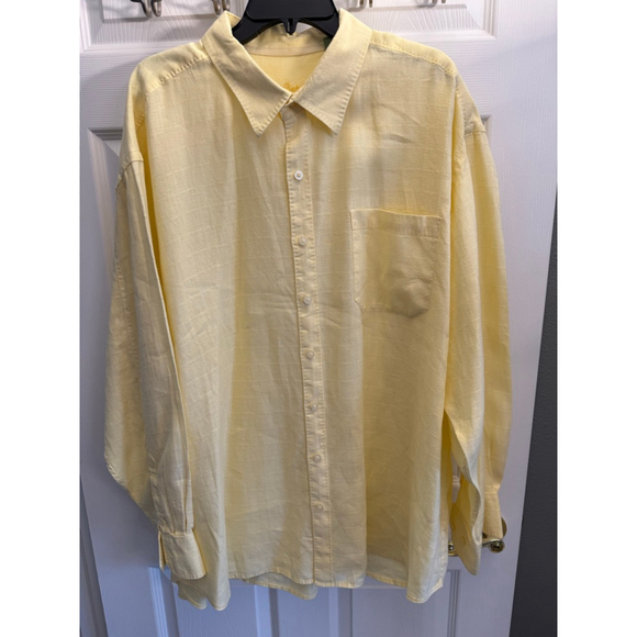 Tommy Bahama Other - Tommy Bahama men's yellow 100 % linen casual coastal shirt size 2XB